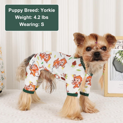 Dog Pajamas Pjs Spring Summer Dog Clothes For Small Dogs Girl Boy, Soft Stretchy Tiny Chihuahua Yorkie Puppy Clothes Doggie Onesies Cat Pet Jammies Outfit, Brown Monkey Everware Hub