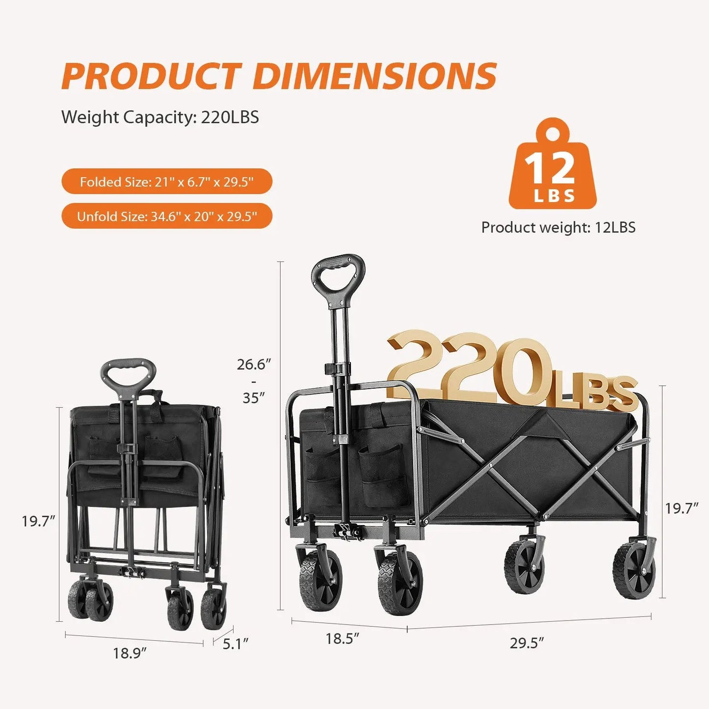 Foldable Utility Wagon – Camping & Shopping Cart Everware Hub