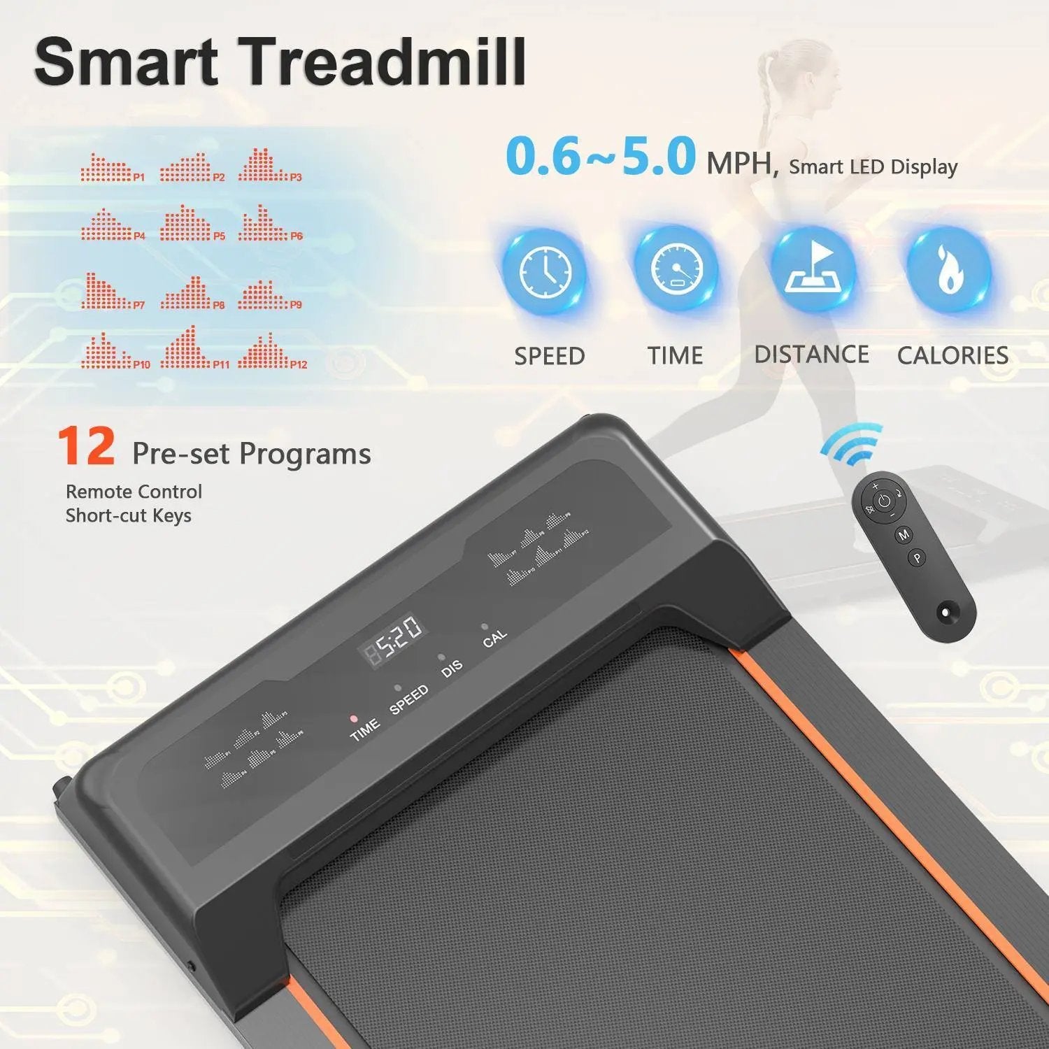 Under Desk Walking Pad ,Portable Treadmill with LED Display Everware Hub