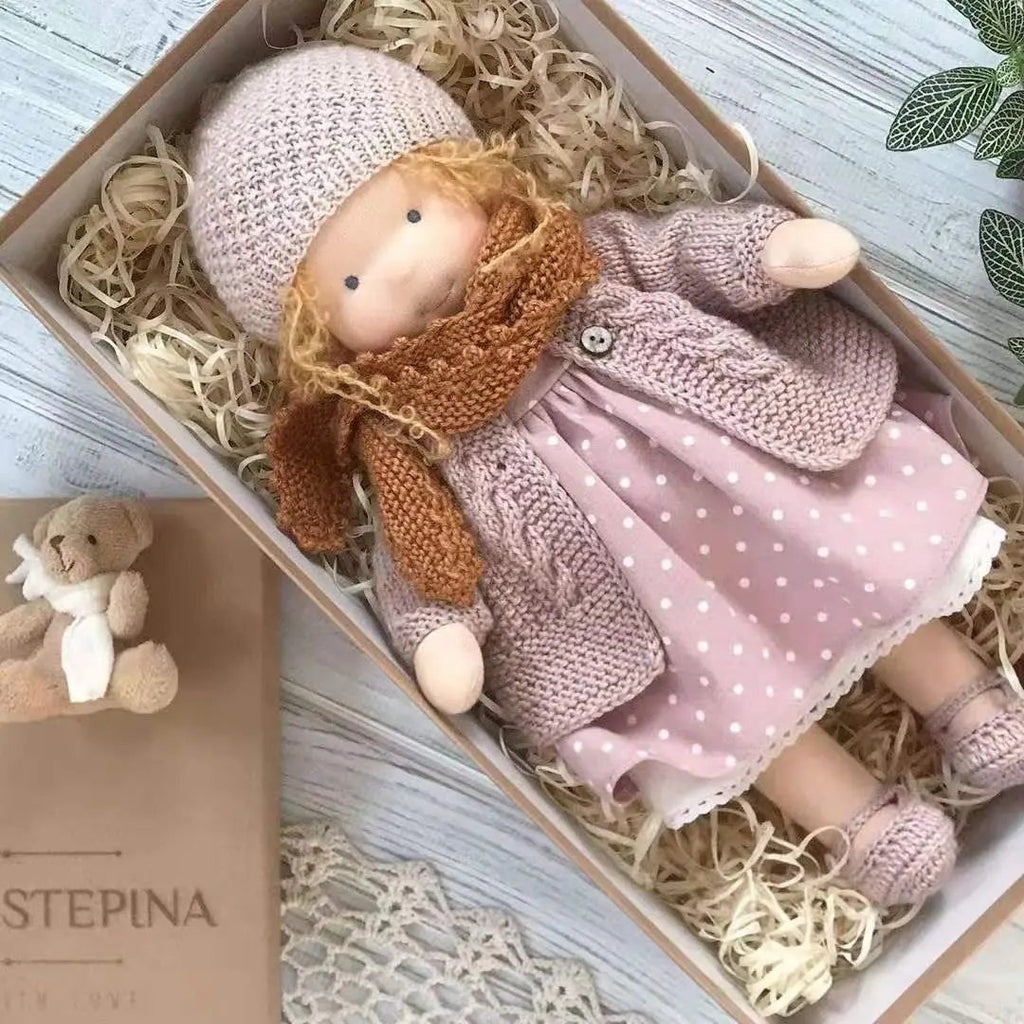 Handmade Plush Doll, Golden Curly Hair Girl , Soft Stuffed Doll Gift for Kids & Collectors Everware Hub