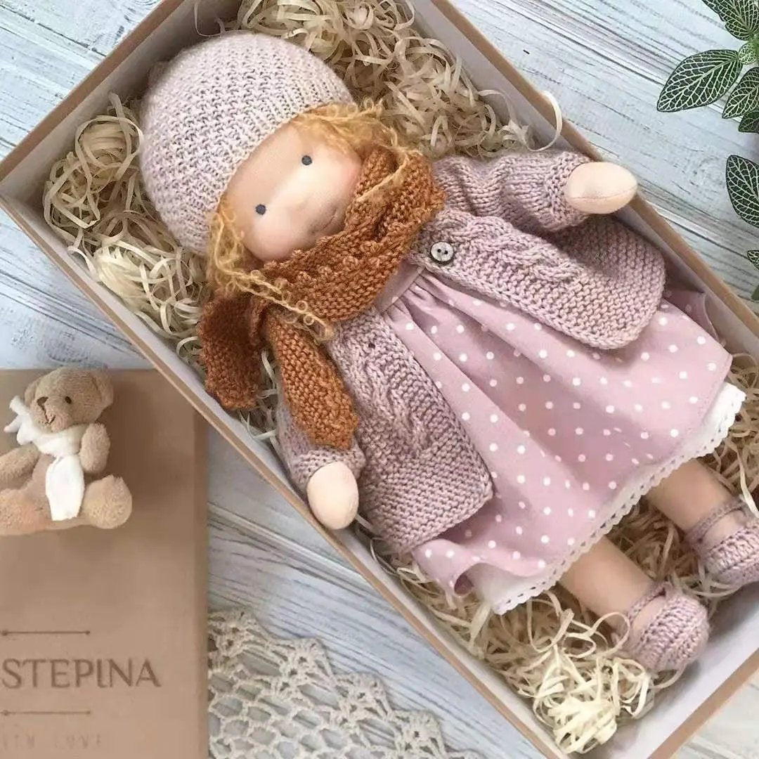 Handmade Plush Doll, Golden Curly Hair Girl , Soft Stuffed Doll Gift for Kids & Collectors Everware Hub