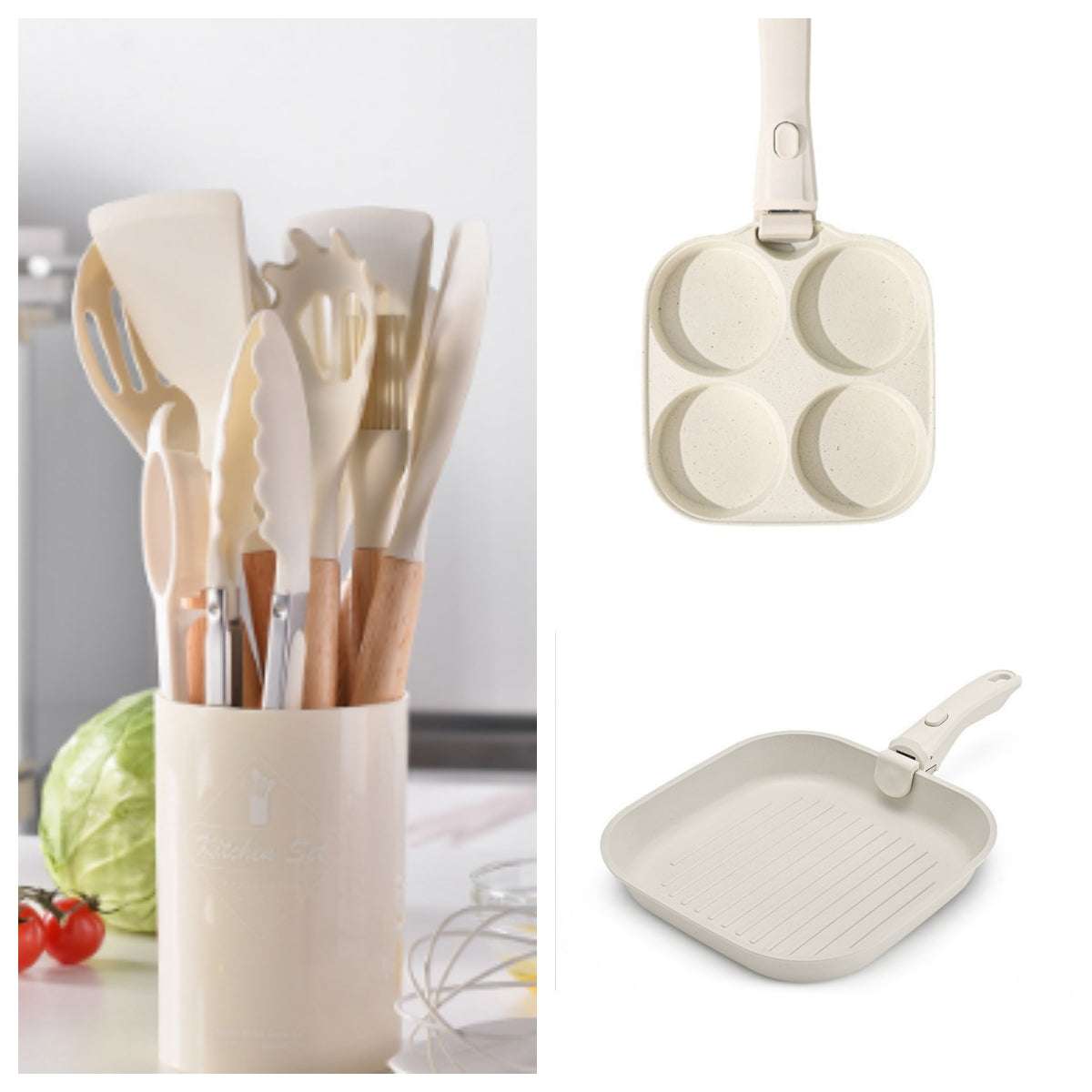Silicone Kitchenware with Wooden Handle – Durable Cooking Tools