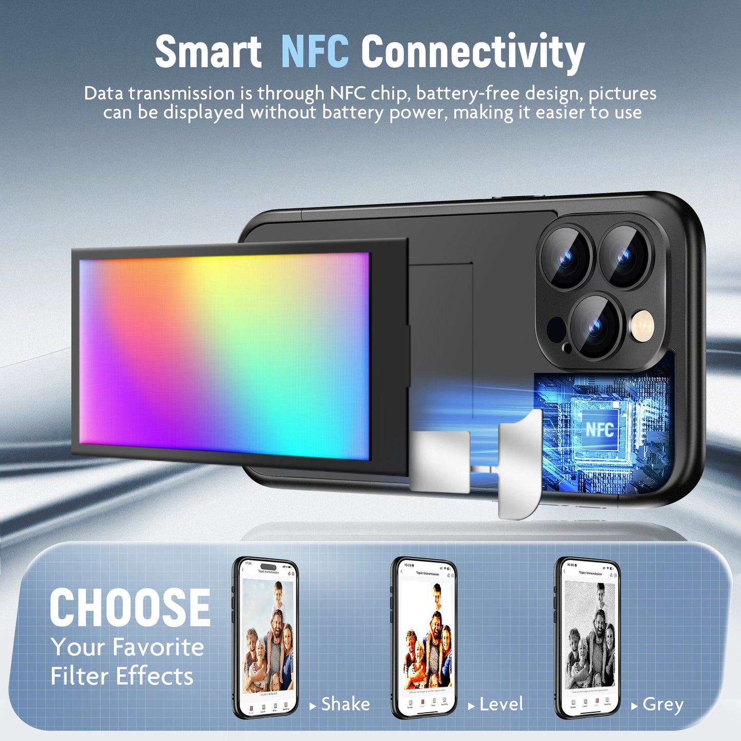 iPhone 15 Pro/Pro Max NFC E-Ink Flip Case – Smart Custom DIY Ink Screen All-Inclusive Phone Cover Everware Hub