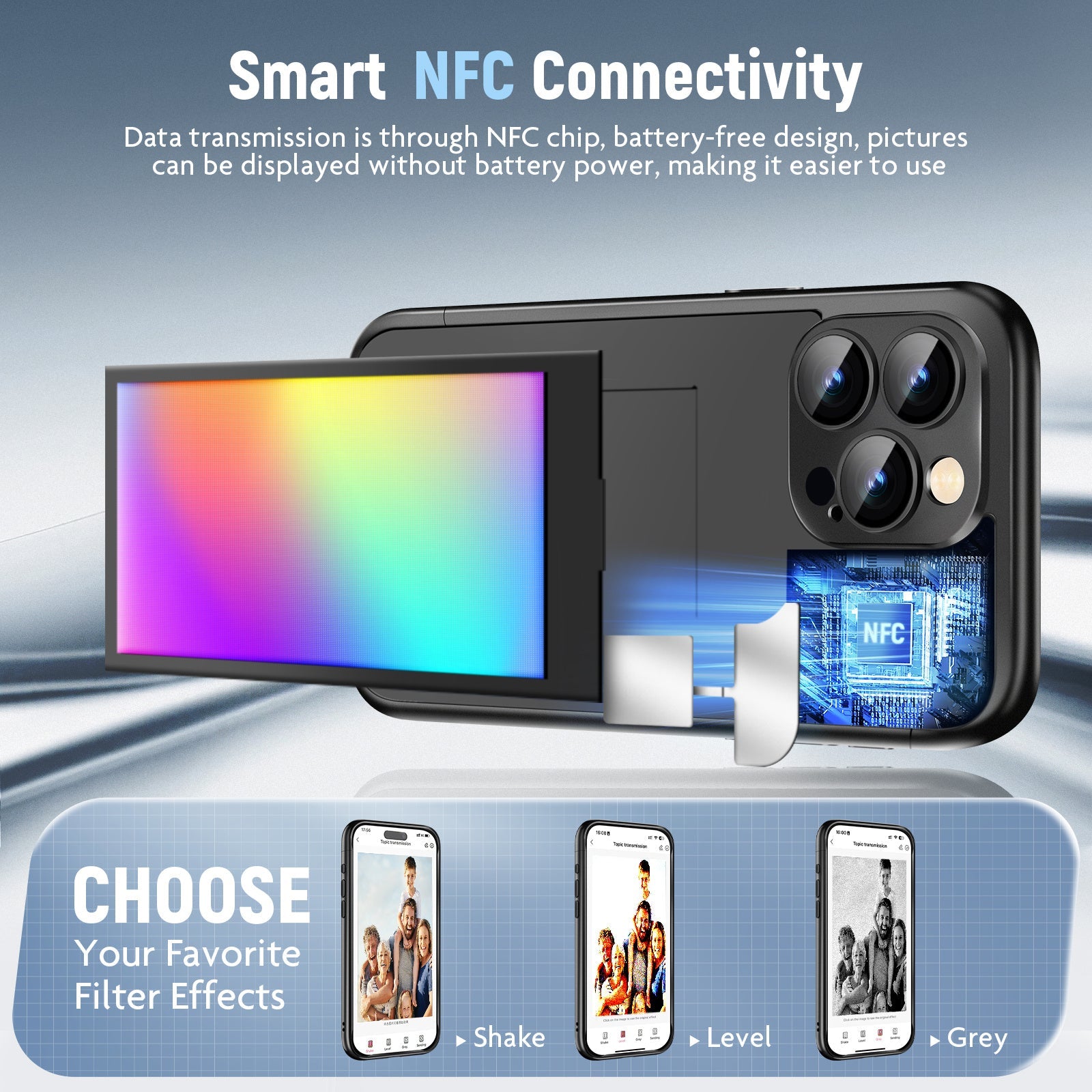 iPhone 15 Pro/Pro Max NFC E-Ink Flip Case – Smart Custom DIY Ink Screen All-Inclusive Phone Cover Everware Hub