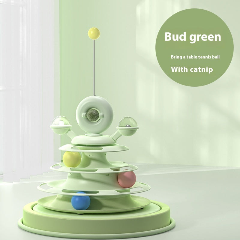 4-Level Cat Toy Tower, interactive Roller Ball Track Puzzle Toy for Cats & Kittens Everware Hub